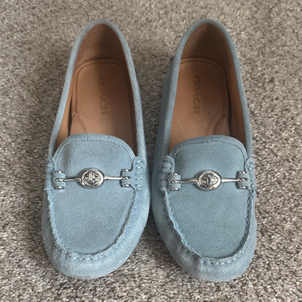 Coach Women's Light Blue Suede Loafers